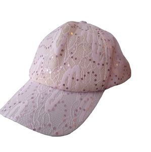 Pink Sequin Lace Glitter Baseball Cap Hat Adjustable